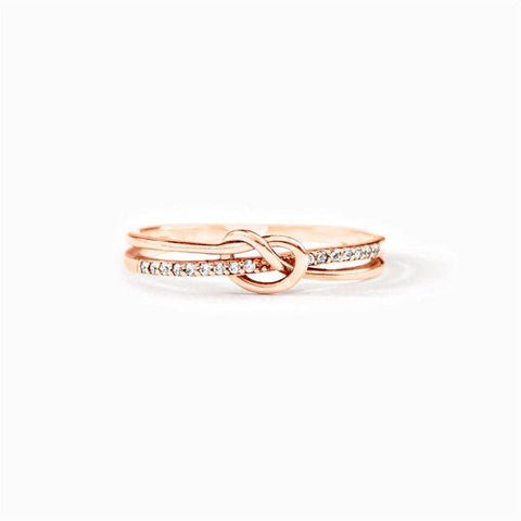 DOUBLE BAND KNOT STACKING RING 925 STERLING SILVER IN ROSE GOLD-RING-MODE-Couture-Boutique-Womens-Clothing