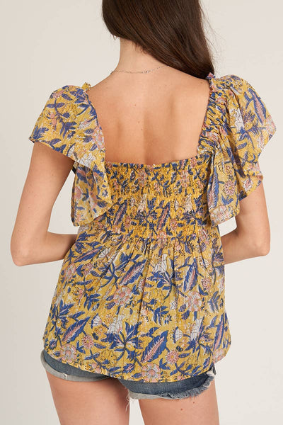 GOLDEN HOUR SQUARE NECK TOP IN MARIGOLD-Tops-MODE-Couture-Boutique-Womens-Clothing