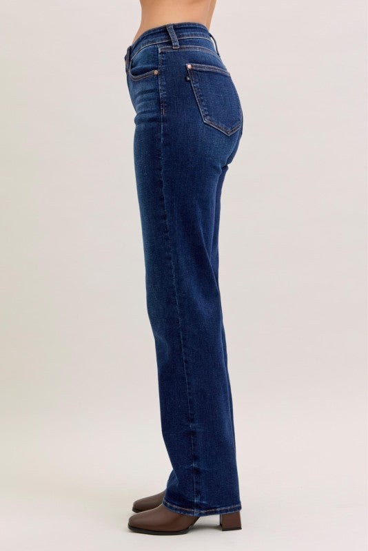 MID RISE STRAIGHT JEAN IN DARK DENIM