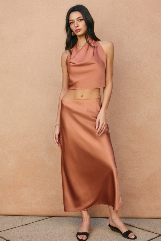 MOSCATO SPRITZ MAXI SKIRT IN BRONZED CLAY-SKIRTS-MODE-Couture-Boutique-Womens-Clothing