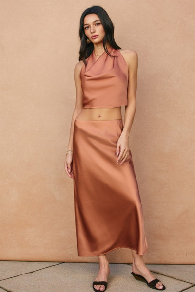 MOSCATO SPRITZ MAXI SKIRT IN BRONZED CLAY-SKIRTS-MODE-Couture-Boutique-Womens-Clothing