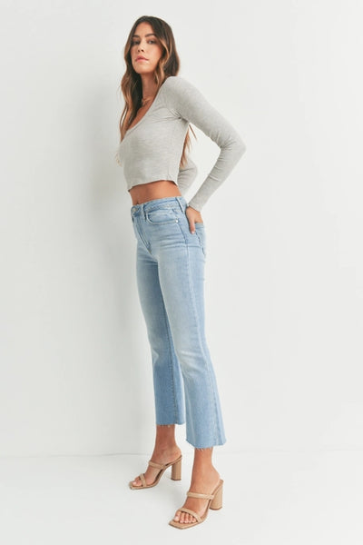 JBD DENIM HIGH RISE CROPPED DEMI FLARE IN LIGHT WASH-Jeans-MODE-Couture-Boutique-Womens-Clothing