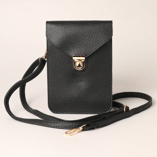 Cell Phone Holder Crossbody Bag: in Black-MODE-Couture-Boutique-Womens-Clothing