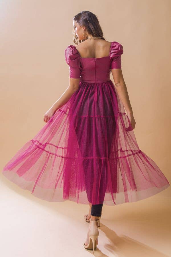 STARLIGHT DREAM FAUX LEATHER MAXI TOP IN PINK-Tops-MODE-Couture-Boutique-Womens-Clothing