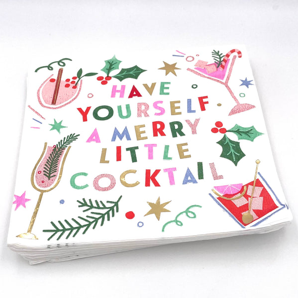 Christmas Napkins | Merry Little Cocktail - Foil - 20ct-MODE-Couture-Boutique-Womens-Clothing