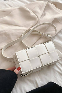 VEGAN LEATHER WOVEN CROSSBODY BAG IN WHITE-BAG-MODE-Couture-Boutique-Womens-Clothing
