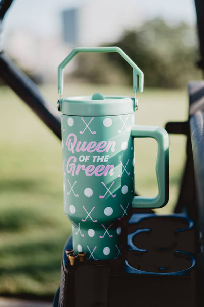 Queen of the Green Golf Tumbler with Handle: Green-MODE-Couture-Boutique-Womens-Clothing