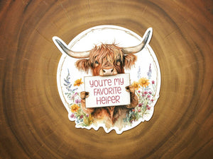 YOU'RE MY FAVORITE HEIFER HIGHLAND COW WATERPROOF STICKER-MODE-Couture-Boutique-Womens-Clothing