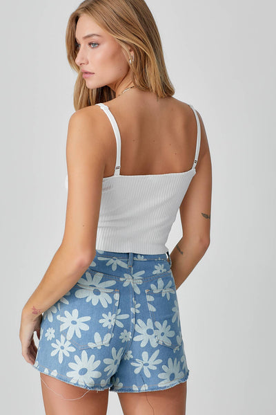 BLOOM DAISY HIGH RISE DENIM SHORTS IN LIGHT-SHORTS-MODE-Couture-Boutique-Womens-Clothing