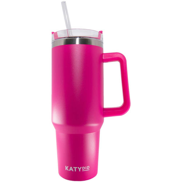 40 OZ TUMBLER WITH HANDLE IN HOT PINK-MODE-Couture-Boutique-Womens-Clothing