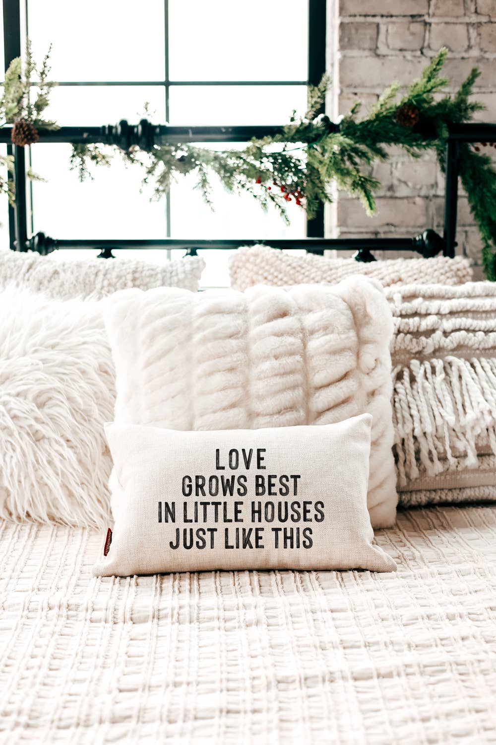 LOVE GROWS BEST IN LITTLE HOUSES 12X18 DECORATIVE PILLOW-PILLOW-MODE-Couture-Boutique-Womens-Clothing