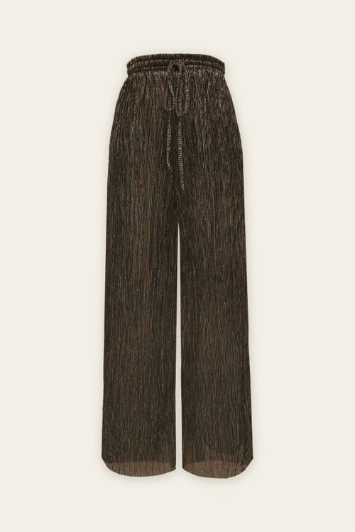 CARRIE SHIMMER SLIP ON PANTS IN BROWN-Pants-MODE-Couture-Boutique-Womens-Clothing