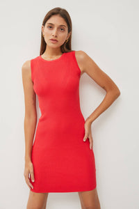 SCARLET SEDUCTION CLASSIC ROUND NECK MINI DRESS IN RED-Dresses-MODE-Couture-Boutique-Womens-Clothing