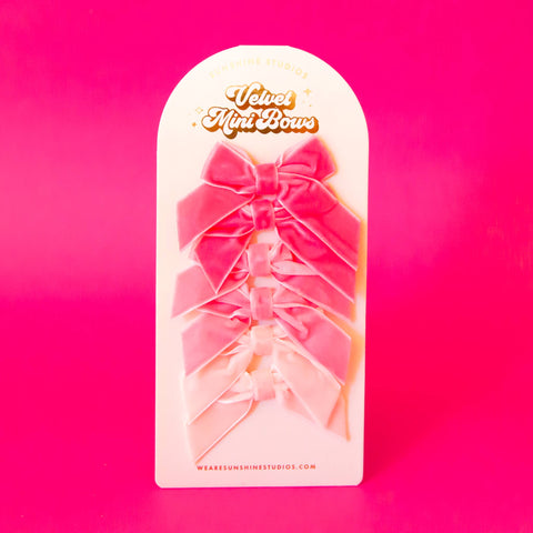 HOLIDAY VELVET MINI BOWS IN PINKS-MODE-Couture-Boutique-Womens-Clothing