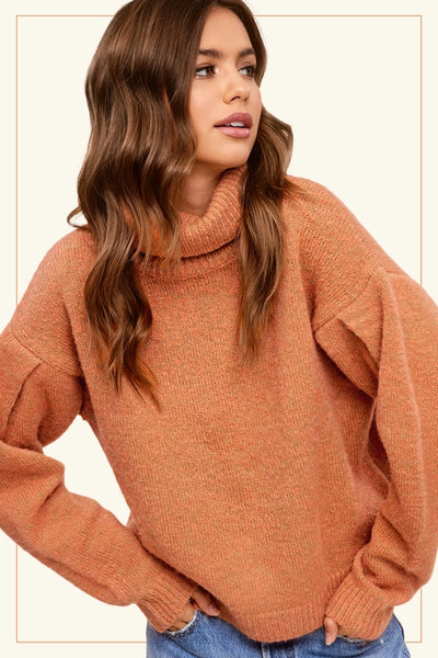 JESSA PIN TUCK LOOSE FIT LONG SLEEVE TOP IN MANGO-Sweaters-MODE-Couture-Boutique-Womens-Clothing