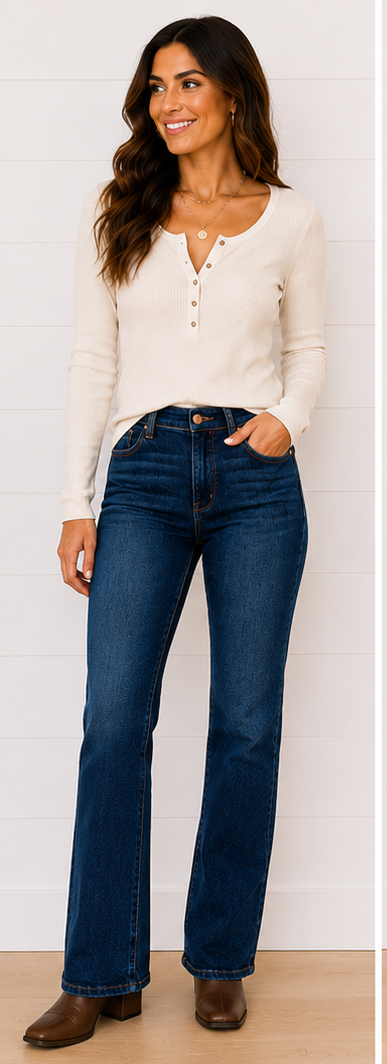 MID RISE STRAIGHT JEAN IN DARK DENIM