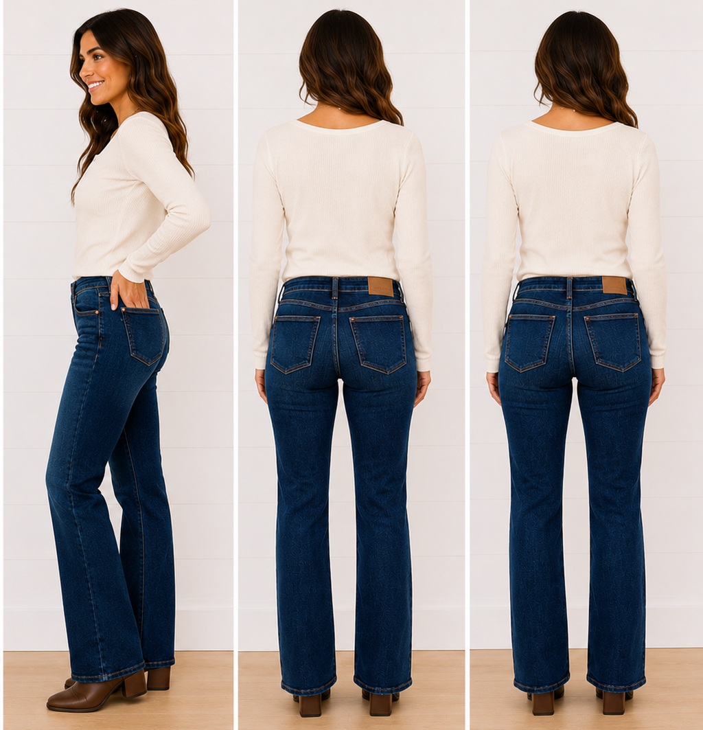 MID RISE STRAIGHT JEAN IN DARK DENIM-Jeans-MODE-Couture-Boutique-Womens-Clothing