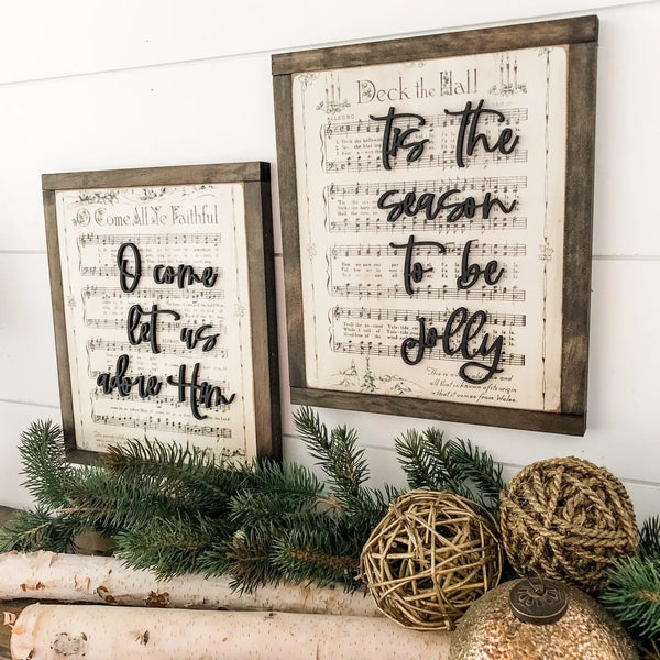 Christmas Carol Vintage Signs: O Come All Ye Faithful-MODE-Couture-Boutique-Womens-Clothing