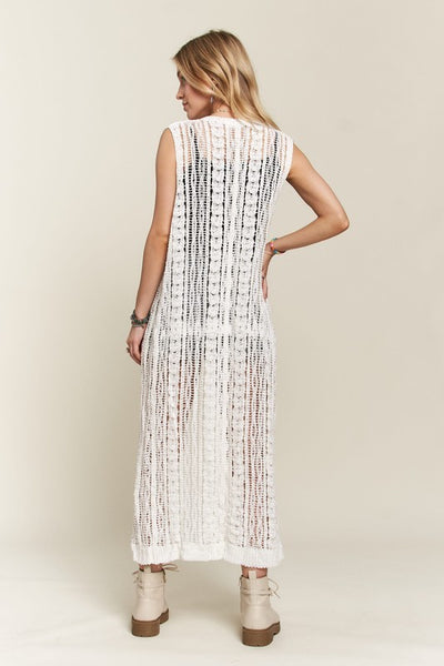 PACIFIC COAST CROCHET DUSTER IN OFF WHITE-CARDIGAN-MODE-Couture-Boutique-Womens-Clothing