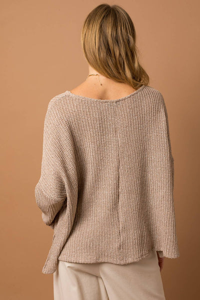 FINLEY TEXTURED KNIT SWEATER TOP IN OATMEAL-SWEATER TOP-MODE-Couture-Boutique-Womens-Clothing