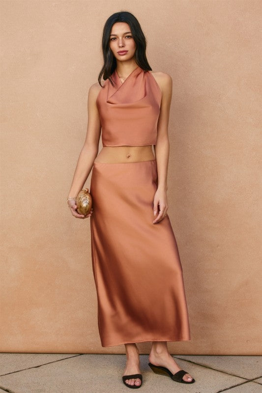 MOSCATO SPRITZ MAXI SKIRT IN BRONZED CLAY-SKIRTS-MODE-Couture-Boutique-Womens-Clothing