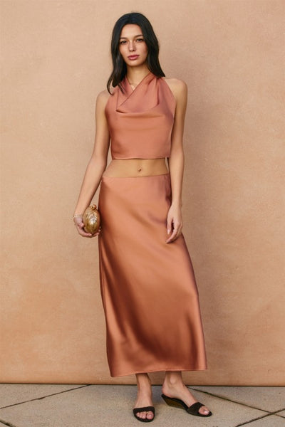 MOSCATO SPRITZ MAXI SKIRT IN BRONZED CLAY-SKIRTS-MODE-Couture-Boutique-Womens-Clothing