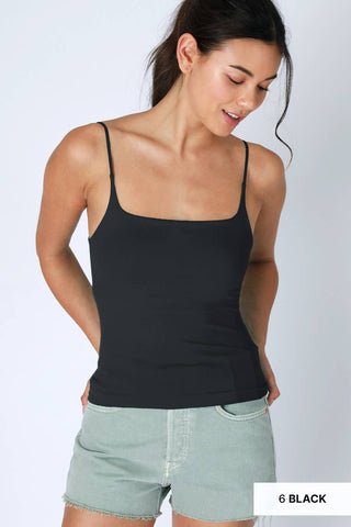 REPEAT SQUARE NECKLINE BASIC CAMI IN BLACK-basic tank-MODE-Couture-Boutique-Womens-Clothing