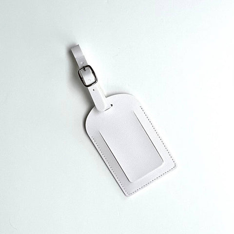SOFT PU LEATHER TRAVEL LUGGAGE TAG IN WHITE-MODE-Couture-Boutique-Womens-Clothing