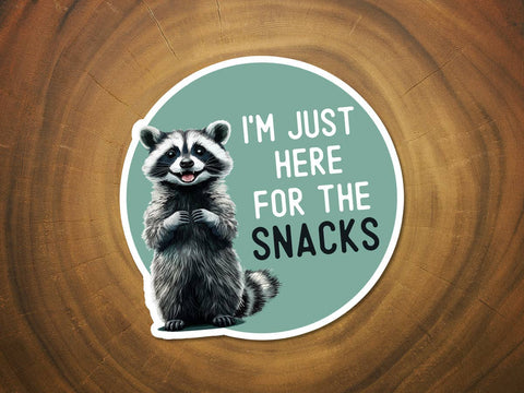 I'm Just Here For the Snacks | Funny Raccoon Sticker-MODE-Couture-Boutique-Womens-Clothing