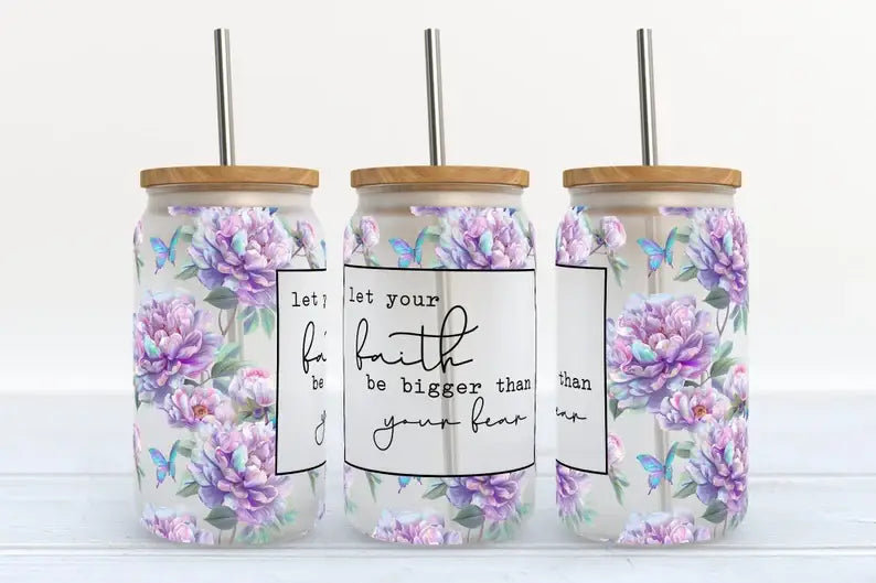 Let Your Faith Be Bigger 16oz Frosted Libbey Glass -MODE-Couture-Boutique-Womens-Clothing