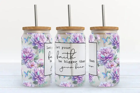 Let Your Faith Be Bigger 16oz Frosted Libbey Glass -MODE-Couture-Boutique-Womens-Clothing