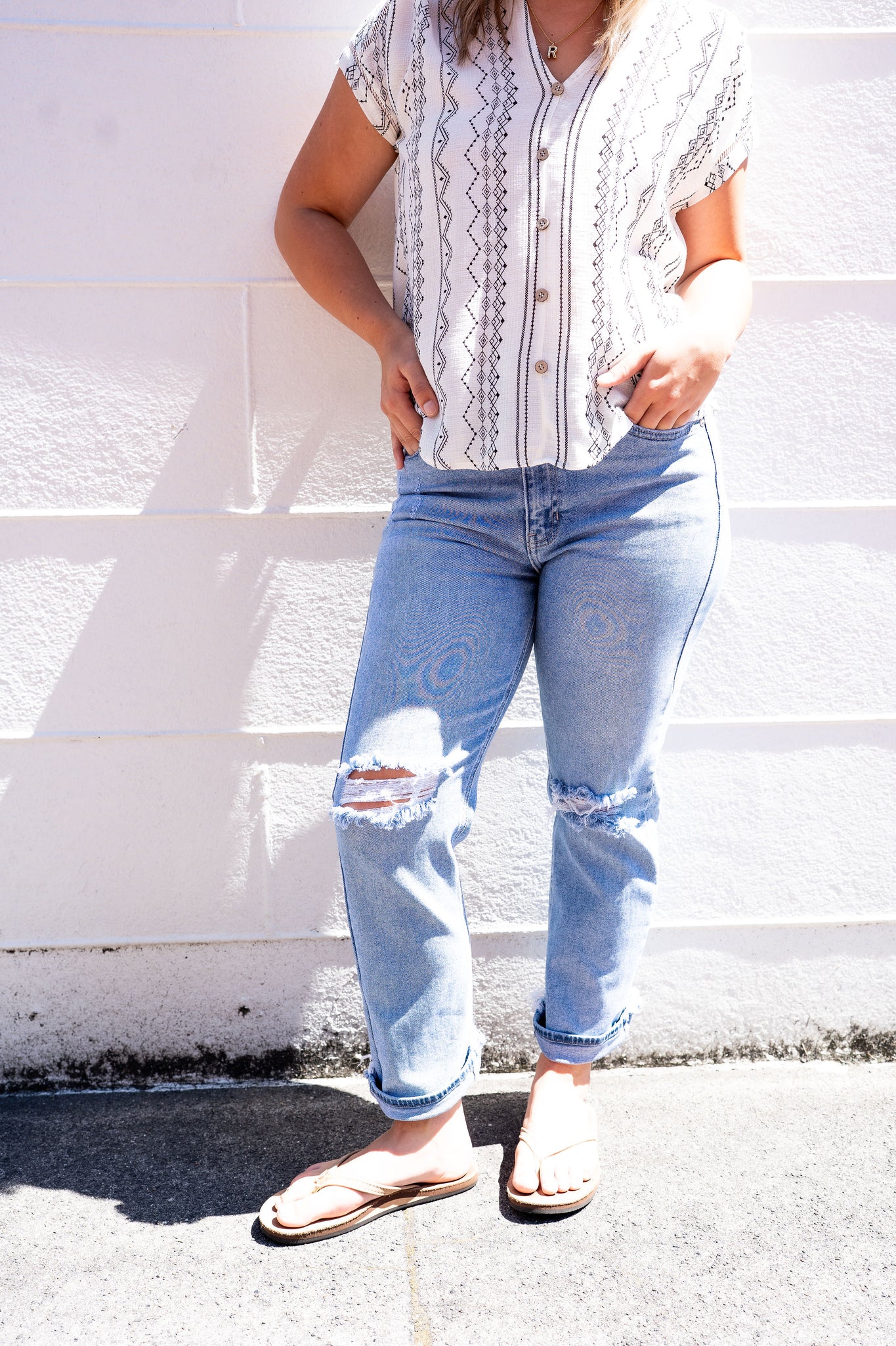 JBD DISTRESSED STRAIGHT LEG DENIM JEANS IN LIGHT-Jeans-MODE-Couture-Boutique-Womens-Clothing