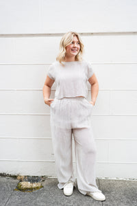 PALOMA STRIPED SET IN OATMEAL-Tops-MODE-Couture-Boutique-Womens-Clothing