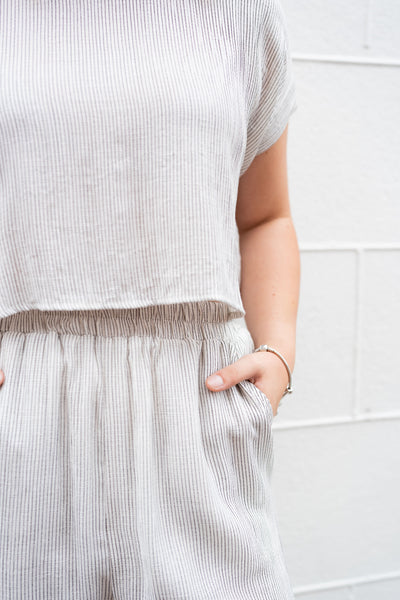 PALOMA STRIPED SET IN OATMEAL-Tops-MODE-Couture-Boutique-Womens-Clothing