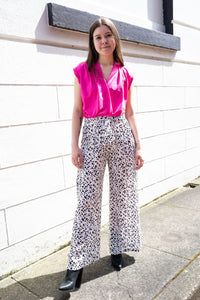 CAPRI DOT FLOWY PANT IN WHITE & BLACK-Pants-MODE-Couture-Boutique-Womens-Clothing