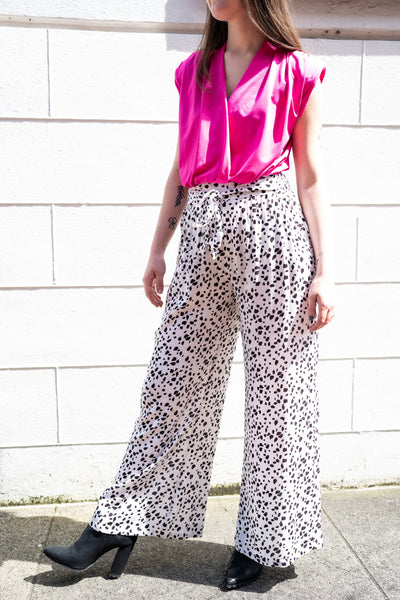 CAPRI DOT FLOWY PANT IN WHITE & BLACK-Pants-MODE-Couture-Boutique-Womens-Clothing