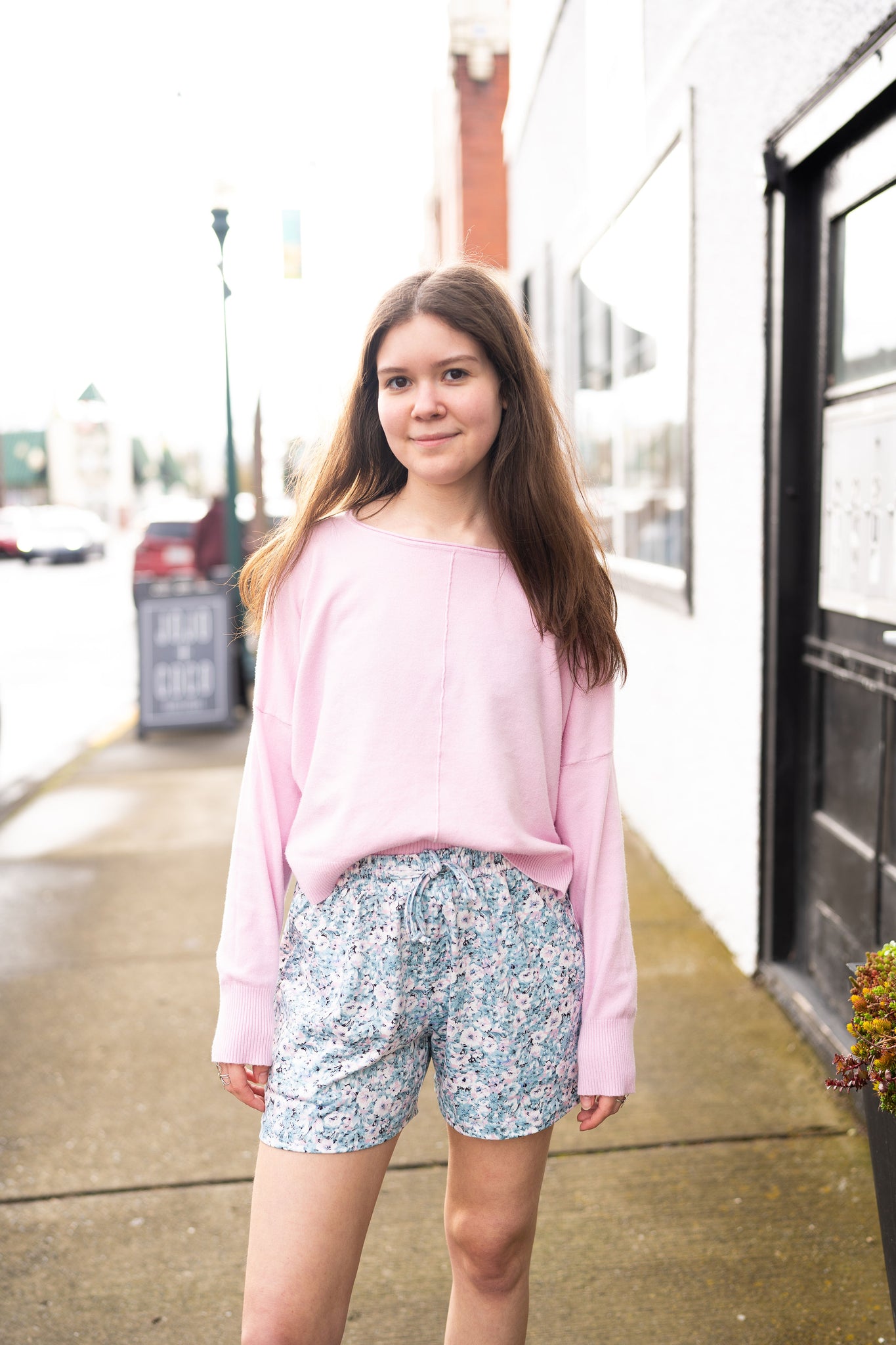 CAMILLA ROUND NECK SOFTEST FRONT SEAM SWEATER IN PINK LEMONADE-Sweaters-MODE-Couture-Boutique-Womens-Clothing