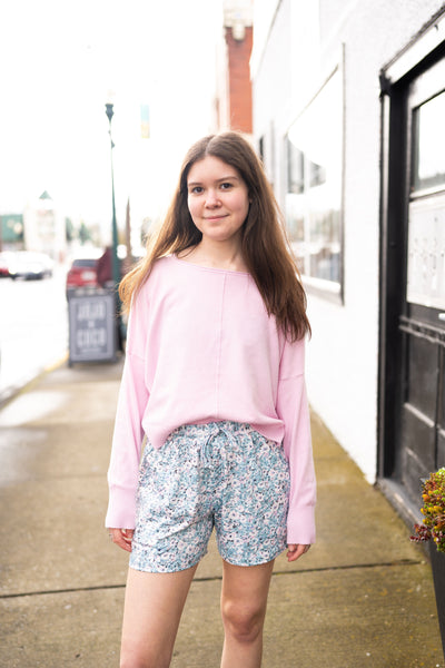 CAMILLA ROUND NECK SOFTEST FRONT SEAM SWEATER IN PINK LEMONADE-Sweaters-MODE-Couture-Boutique-Womens-Clothing