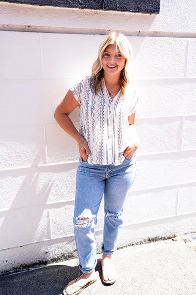 JBD DISTRESSED STRAIGHT LEG DENIM JEANS IN LIGHT-Jeans-MODE-Couture-Boutique-Womens-Clothing
