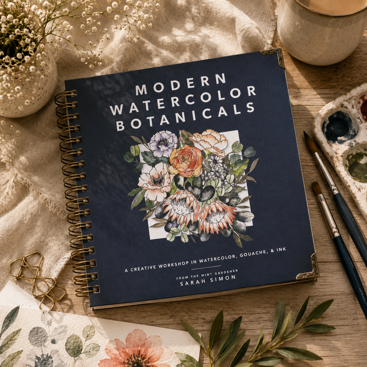 How-to Watercolor Book: Modern Watercolor Botanical (Spiral)-ACTIVITY BOOK-MODE-Couture-Boutique-Womens-Clothing