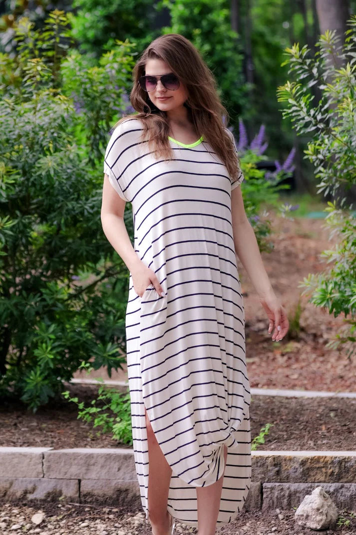 MADELINE STRIPED MAXI DRESS IN IVORY-Dresses-MODE-Couture-Boutique-Womens-Clothing