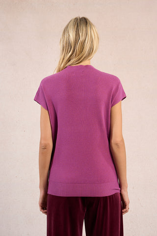 TRIXIE FINE KNIT SWEATER IN PURPLE BOUGAINVILLIER-SWEATER TOP-MODE-Couture-Boutique-Womens-Clothing
