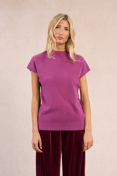 TRIXIE FINE KNIT SWEATER IN PURPLE BOUGAINVILLIER-SWEATER TOP-MODE-Couture-Boutique-Womens-Clothing