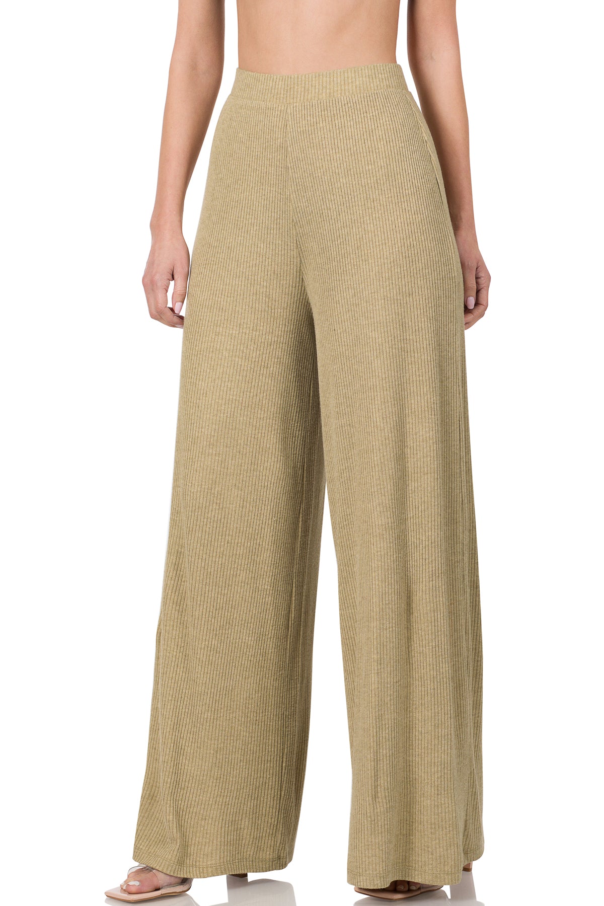 TAKES TWO TO TANGO TWO TONE RIB PANTS IN DUSTY OLIVE-Pants-MODE-Couture-Boutique-Womens-Clothing