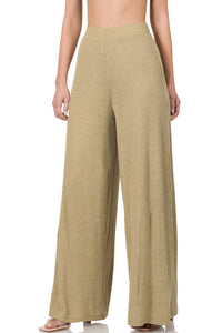 TAKES TWO TO TANGO TWO TONE RIB PANTS IN DUSTY OLIVE-Pants-MODE-Couture-Boutique-Womens-Clothing