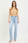 CHELLE HIGH RISE STRAIGHT PINTUCK DETAIL JEANS IN LIGHT WASH-Jeans-MODE-Couture-Boutique-Womens-Clothing