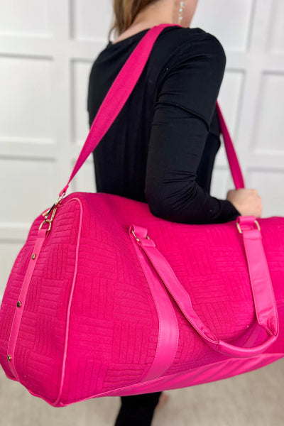 ONE WAY TICKET TEXTURED DUFFLE BAG IN PINK-BAGS-MODE-Couture-Boutique-Womens-Clothing