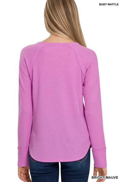 MARIANNA RIBBED ROUND NECK TOP IN MAUVE-Tops-MODE-Couture-Boutique-Womens-Clothing