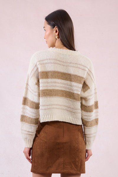 AUTUMN DAZED STRIPE KNIT SWEATER IN CREAM-Sweaters-MODE-Couture-Boutique-Womens-Clothing