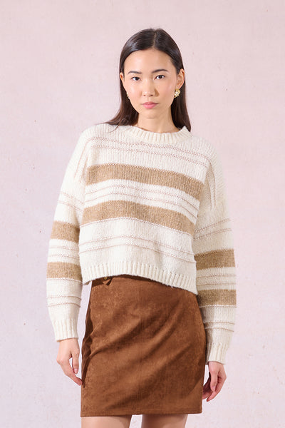 AUTUMN DAZED STRIPE KNIT SWEATER IN CREAM-Sweaters-MODE-Couture-Boutique-Womens-Clothing